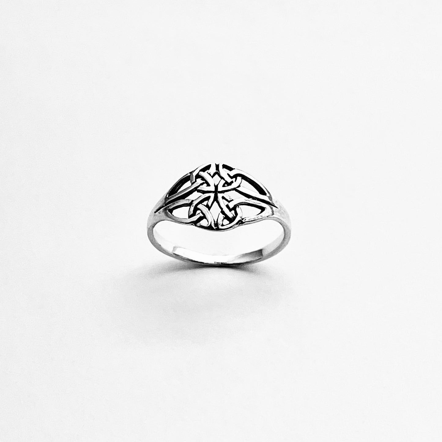 Sterling Silver Thin Quadruple Celtic Ring, Delicate Trinity Knots Jewelry