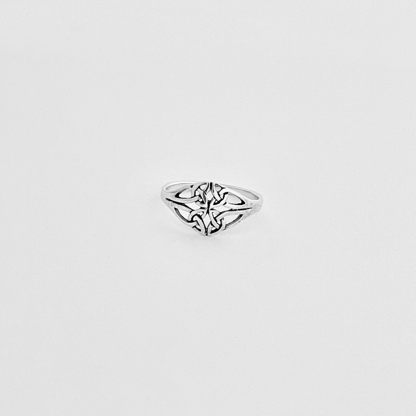 Sterling Silver Thin Quadruple Celtic Ring, Delicate Trinity Knots Jewelry