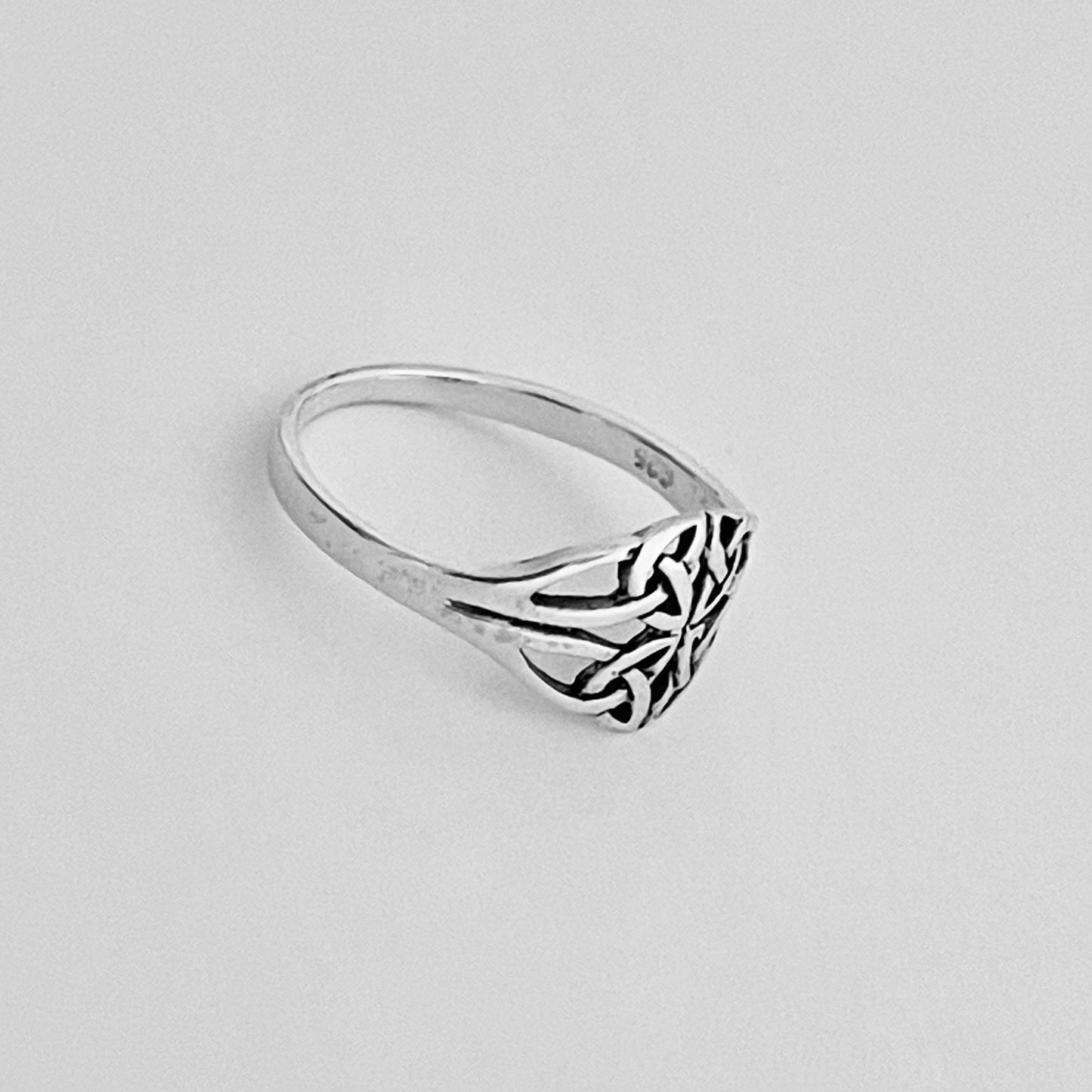 Sterling Silver Quadruple Thin Celtic Ring, Trinity Knots Rings