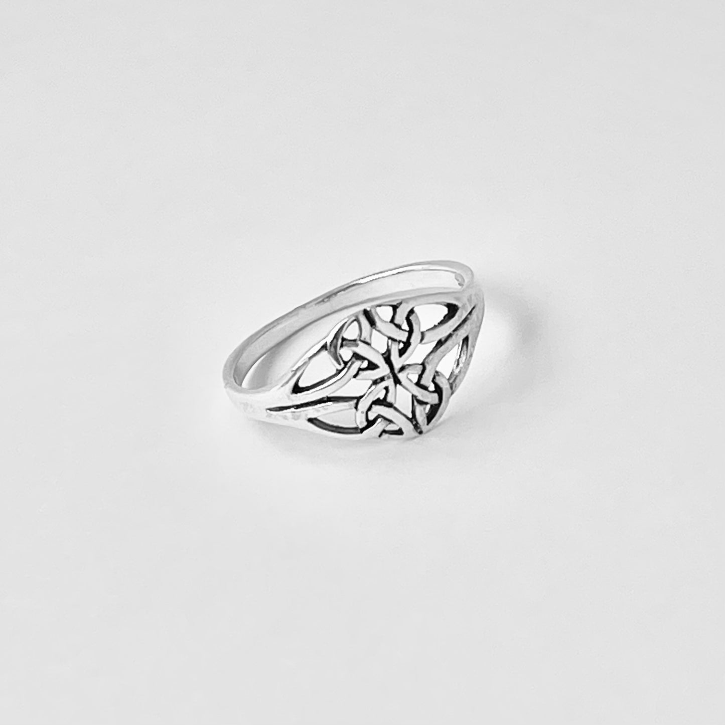 Sterling Silver Thin Quadruple Celtic Ring, Delicate Trinity Knots Jewelry