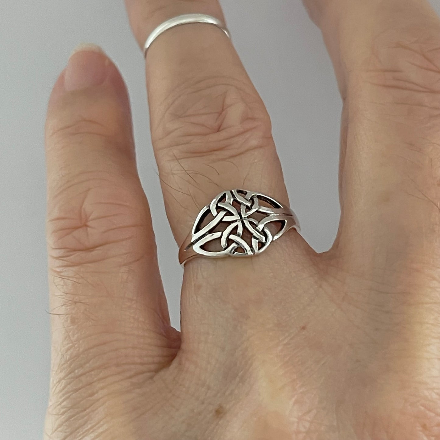 Sterling Silver Quadruple Thin Celtic Ring, Trinity Knots Rings