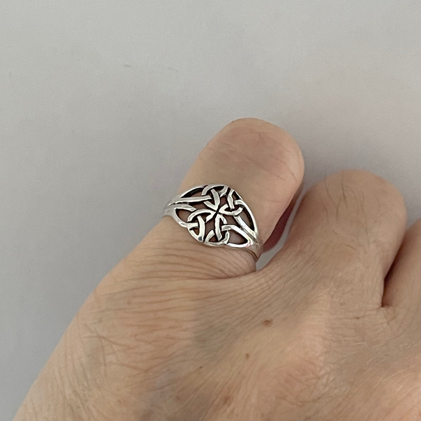 Sterling Silver Quadruple Thin Celtic Ring, Trinity Knots Rings