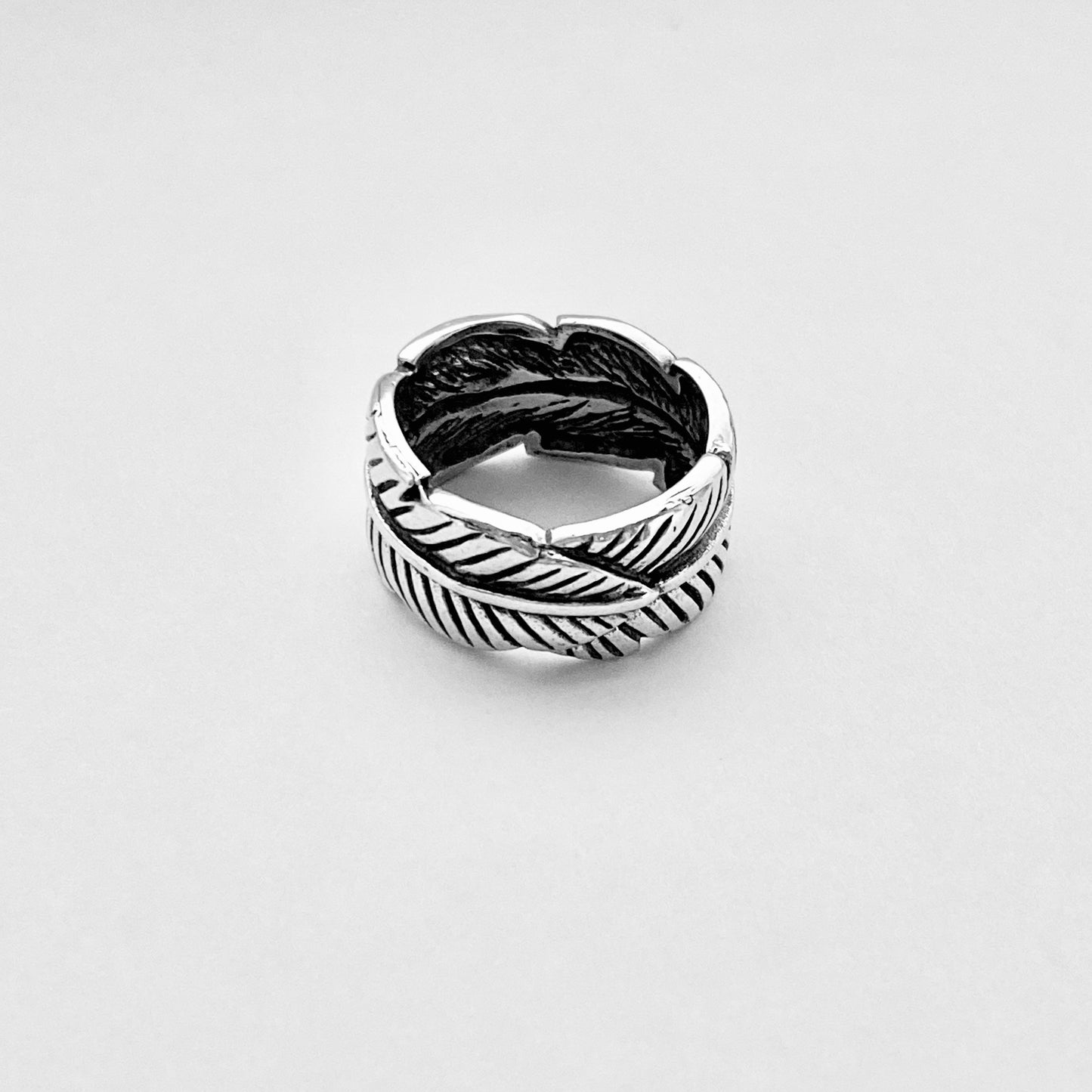 Sterling Silver Thick Wraparound Feather Ring, Statement Boho Jewelry, Angels Wings