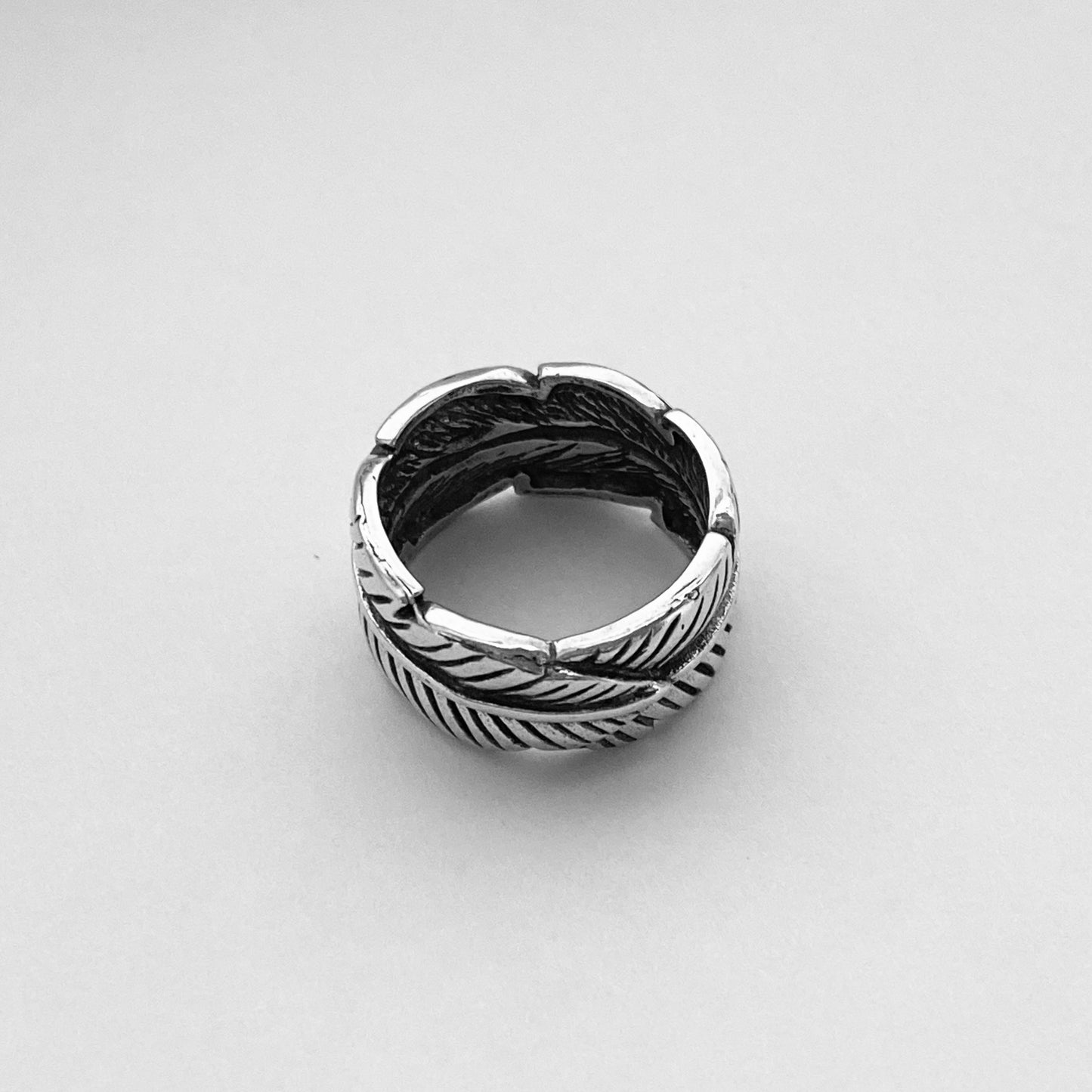 Sterling Silver Thick Wraparound Feather Ring, Statement Silver Rings, Leaf Ring