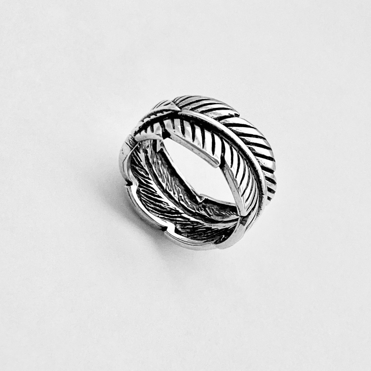 Sterling Silver Thick Wraparound Feather Ring, Statement Boho Jewelry, Angels Wings