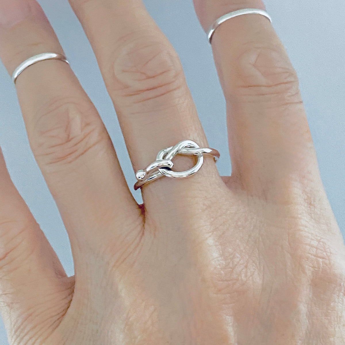 925 Sterling Silver Pretzel Knot Ring with Hook | Dainty Love Knots Ring