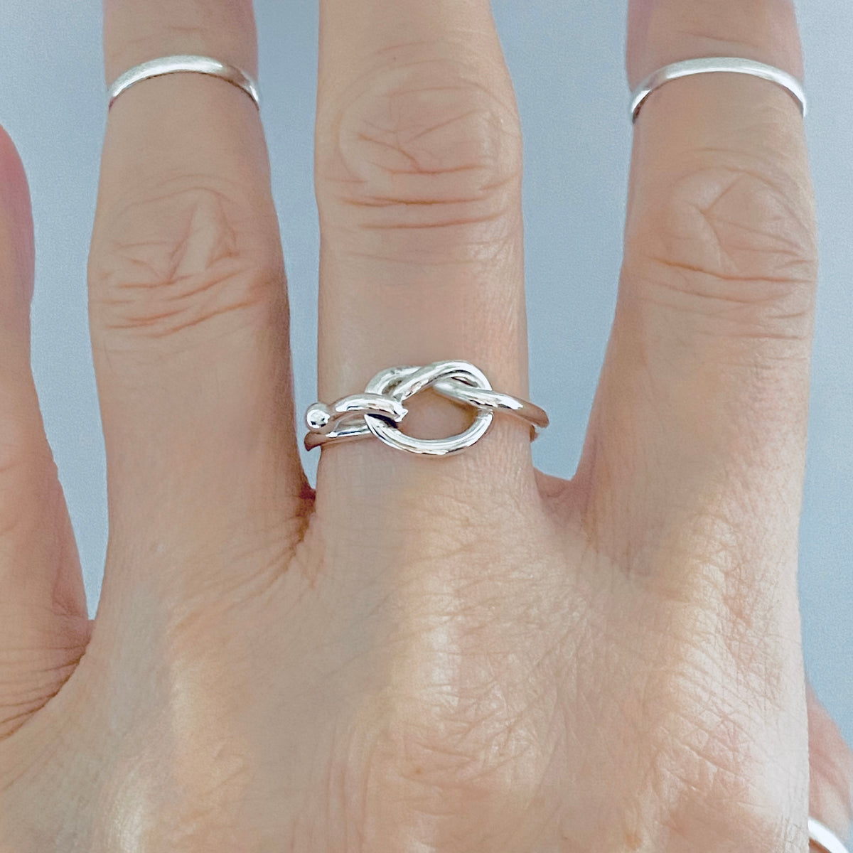 925 Sterling Silver Pretzel Knot Ring with Hook | Dainty Love Knots Ring