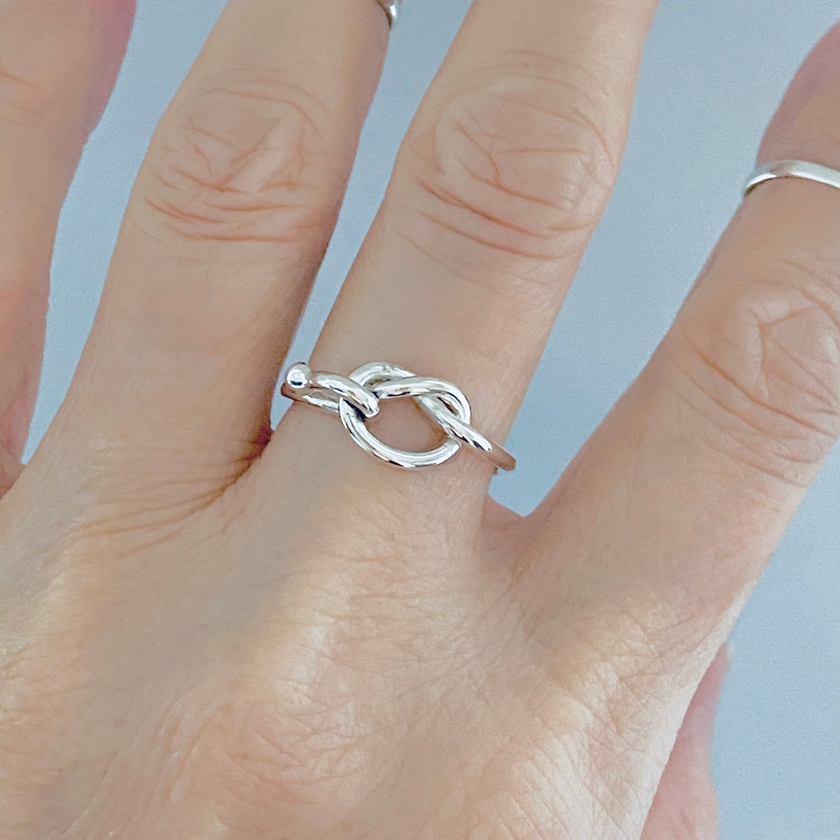 925 Sterling Silver Pretzel Knot Ring with Hook | Dainty Love Knots Ring