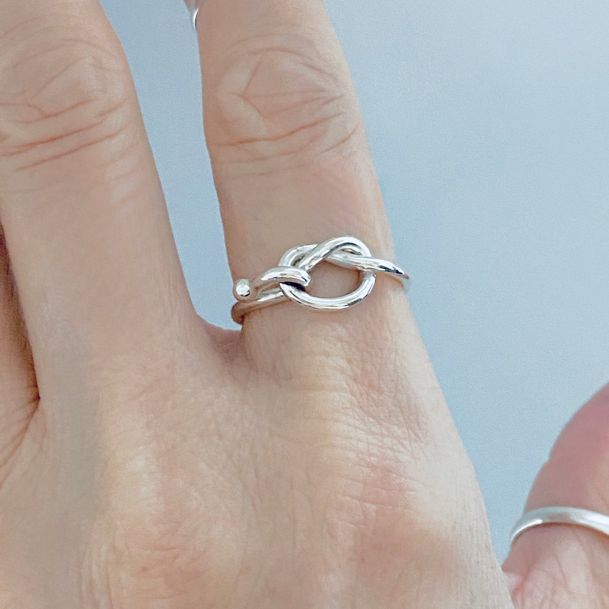 925 Sterling Silver Pretzel Knot Ring with Hook | Dainty Love Knots Ring