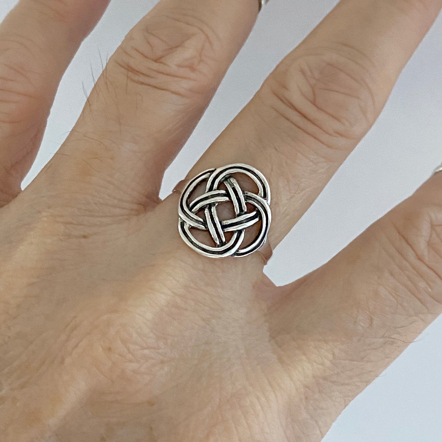 Sterling Silver Round Thin Celtic Knot Ring, Minimalist Celtic Silver Rings