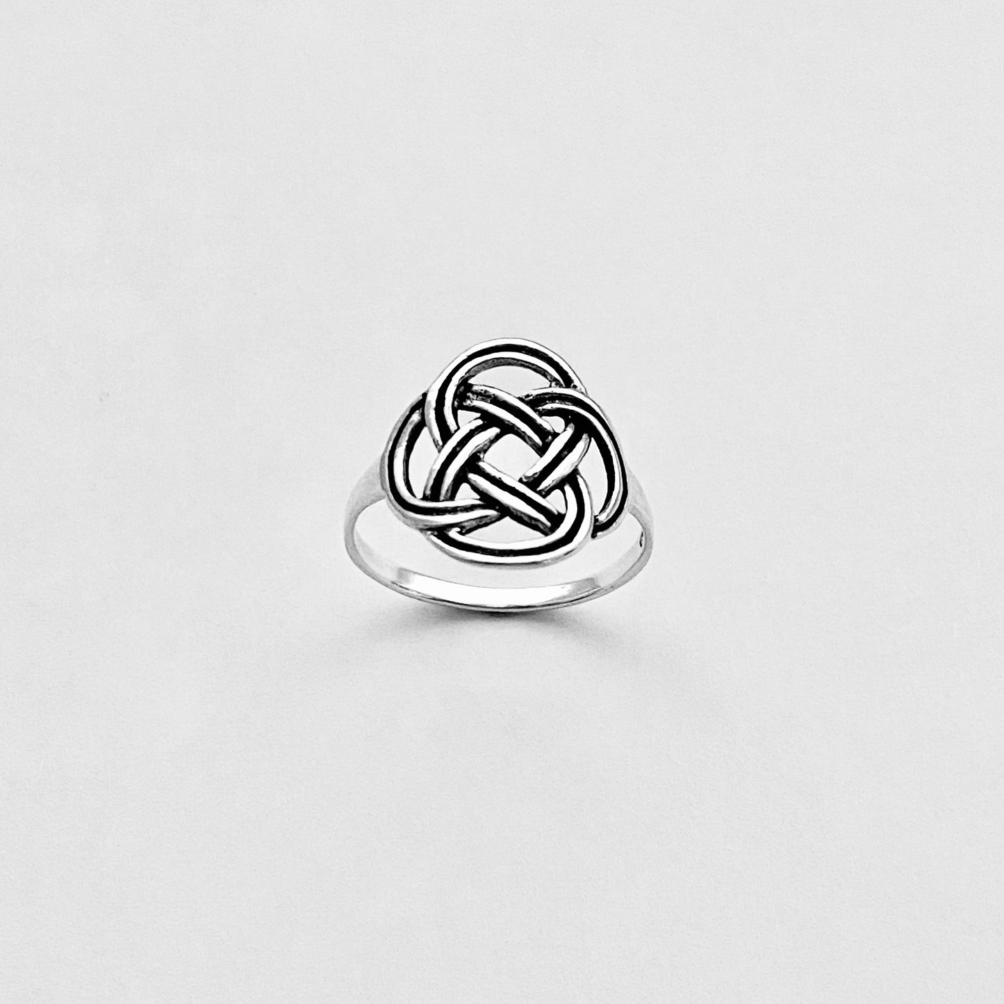 Sterling Silver Round Thin Celtic Knot Ring, Minimalist Rings, Weave Jewelry