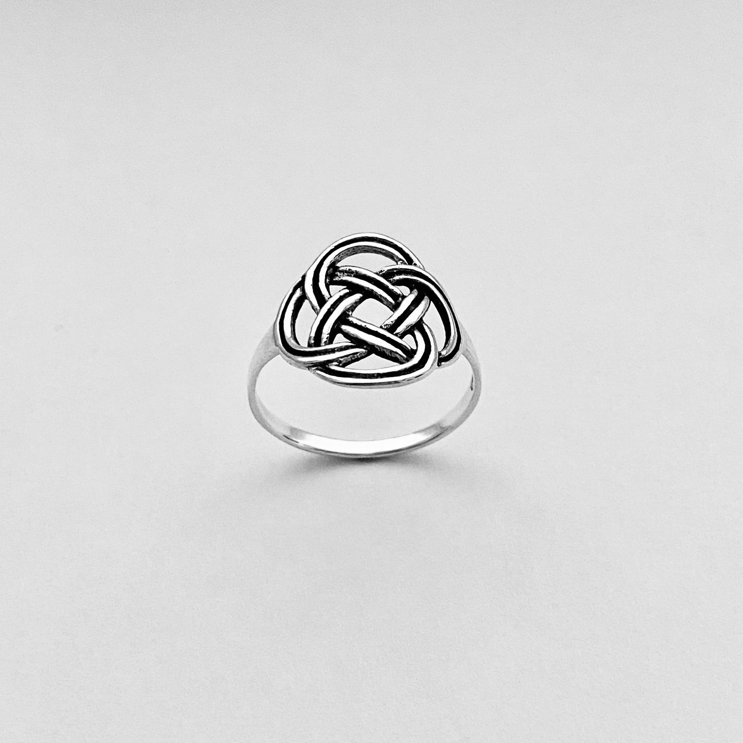 Sterling Silver Round Thin Celtic Knot Ring, Minimalist Celtic Silver Rings