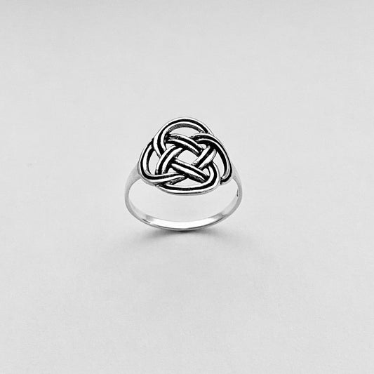 Sterling Silver Round Thin Celtic Knot Ring, Minimalist Celtic Silver Rings