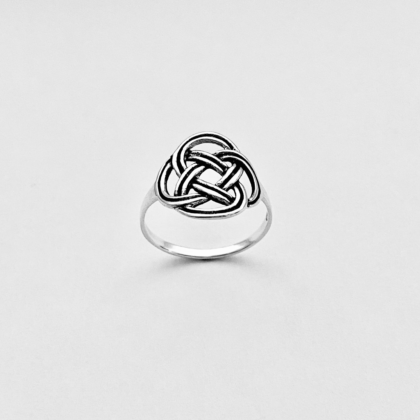 Sterling Silver Round Thin Celtic Knot Ring, Minimalist Rings, Weave Jewelry