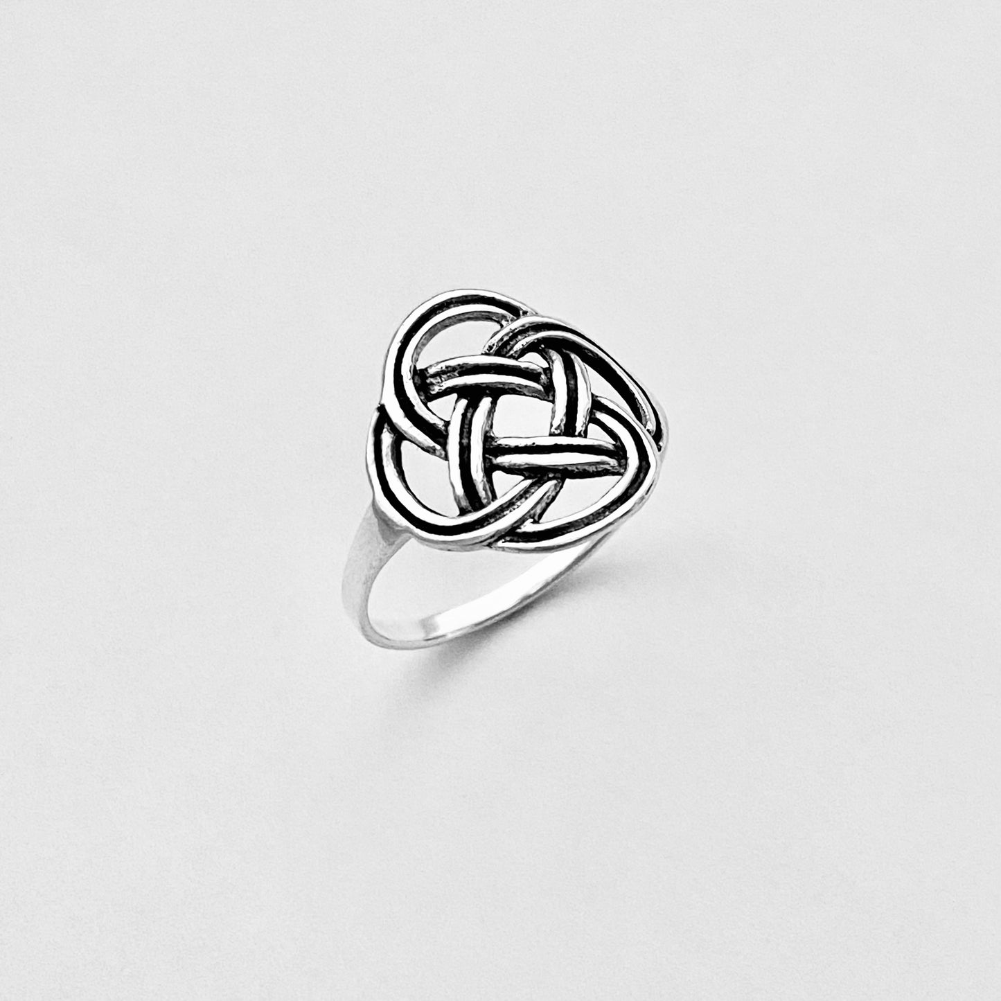 Sterling Silver Round Thin Celtic Knot Ring, Minimalist Rings, Weave Jewelry