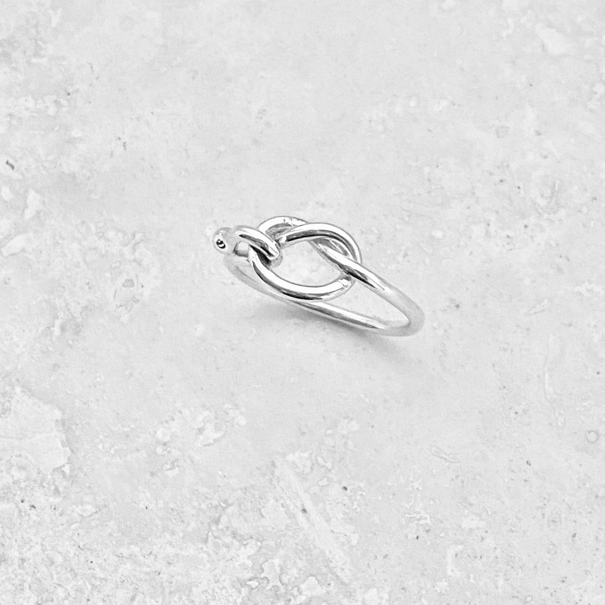 925 Sterling Silver Pretzel Knot Ring with Hook | Dainty Love Knots Ring