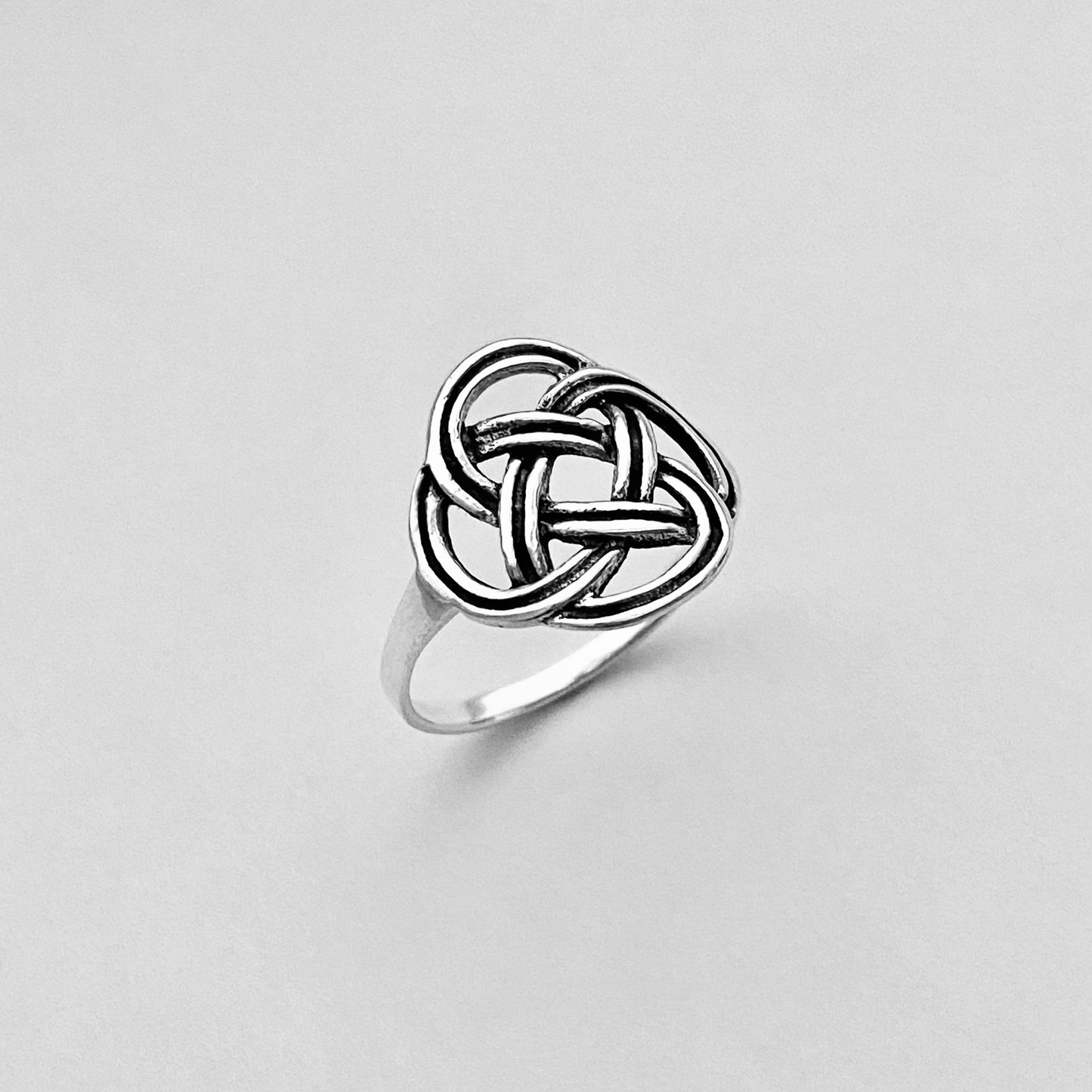 Sterling Silver Round Thin Celtic Knot Ring, Minimalist Celtic Silver Rings