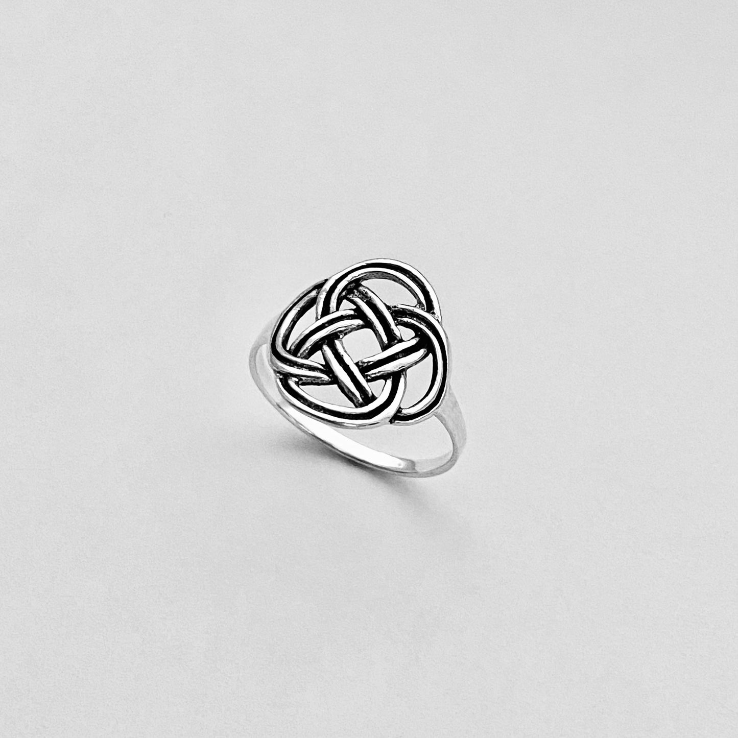 Sterling Silver Round Thin Celtic Knot Ring, Minimalist Celtic Silver Rings