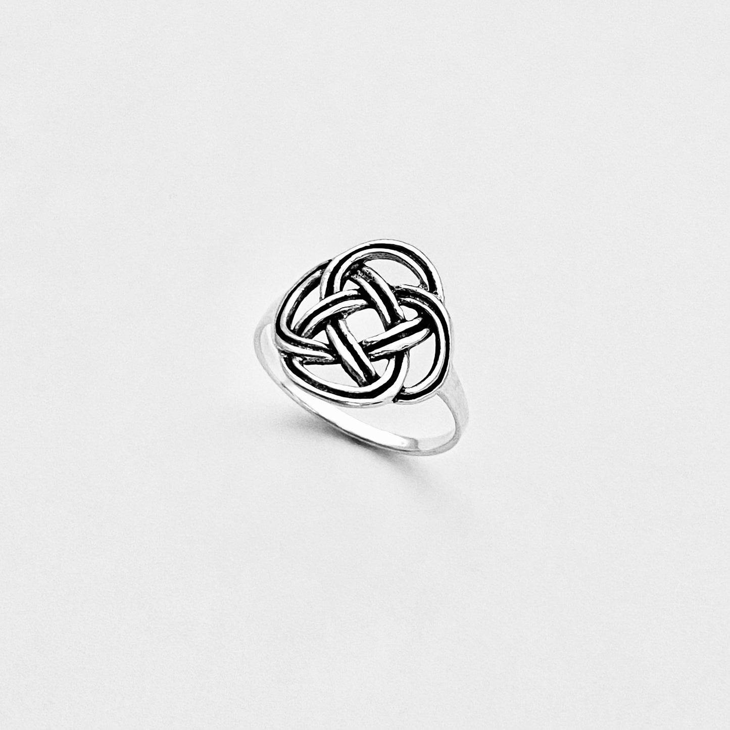 Sterling Silver Round Thin Celtic Knot Ring, Minimalist Rings, Weave Jewelry