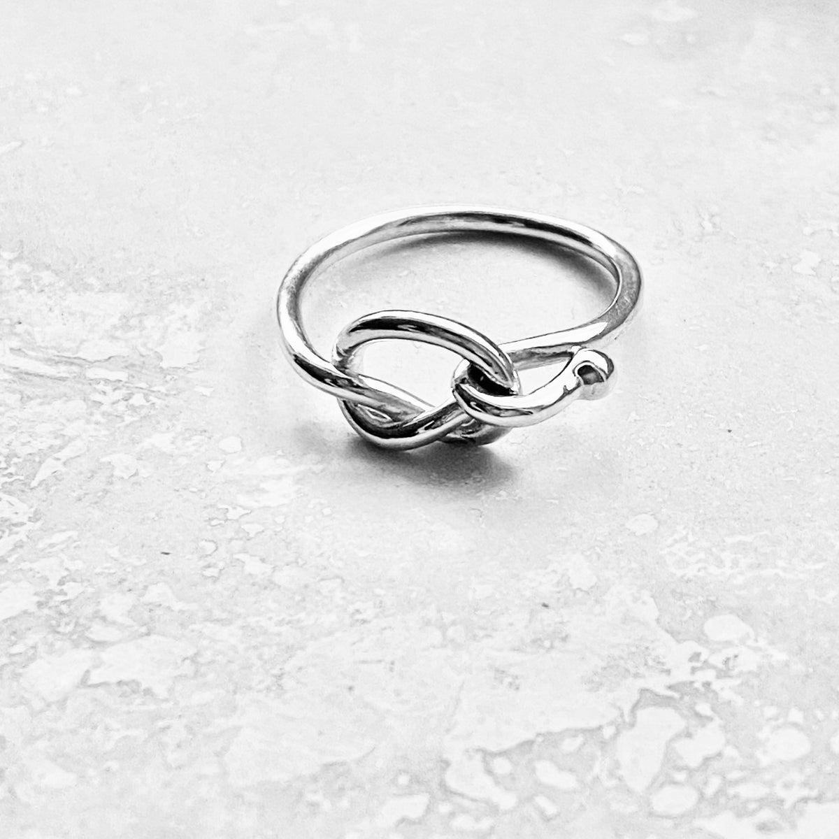 925 Sterling Silver Pretzel Knot Ring with Hook | Dainty Love Knots Ring