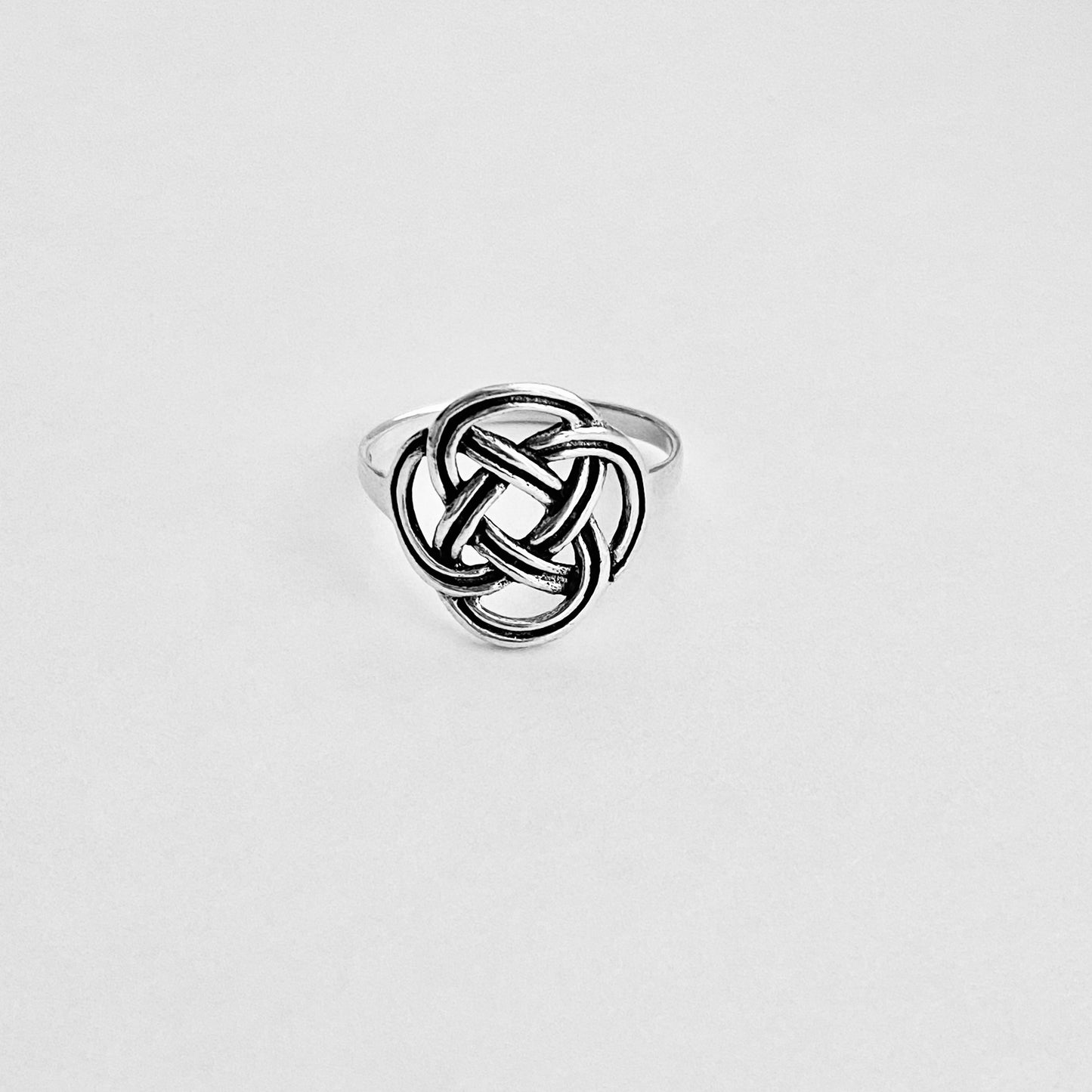 Sterling Silver Round Thin Celtic Knot Ring, Minimalist Celtic Silver Rings