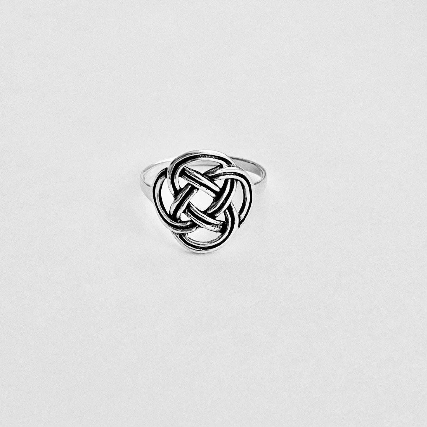 Sterling Silver Round Thin Celtic Knot Ring, Minimalist Rings, Weave Jewelry