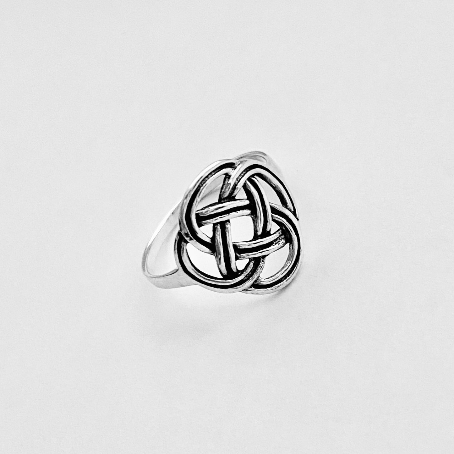 Sterling Silver Round Thin Celtic Knot Ring, Minimalist Celtic Silver Rings