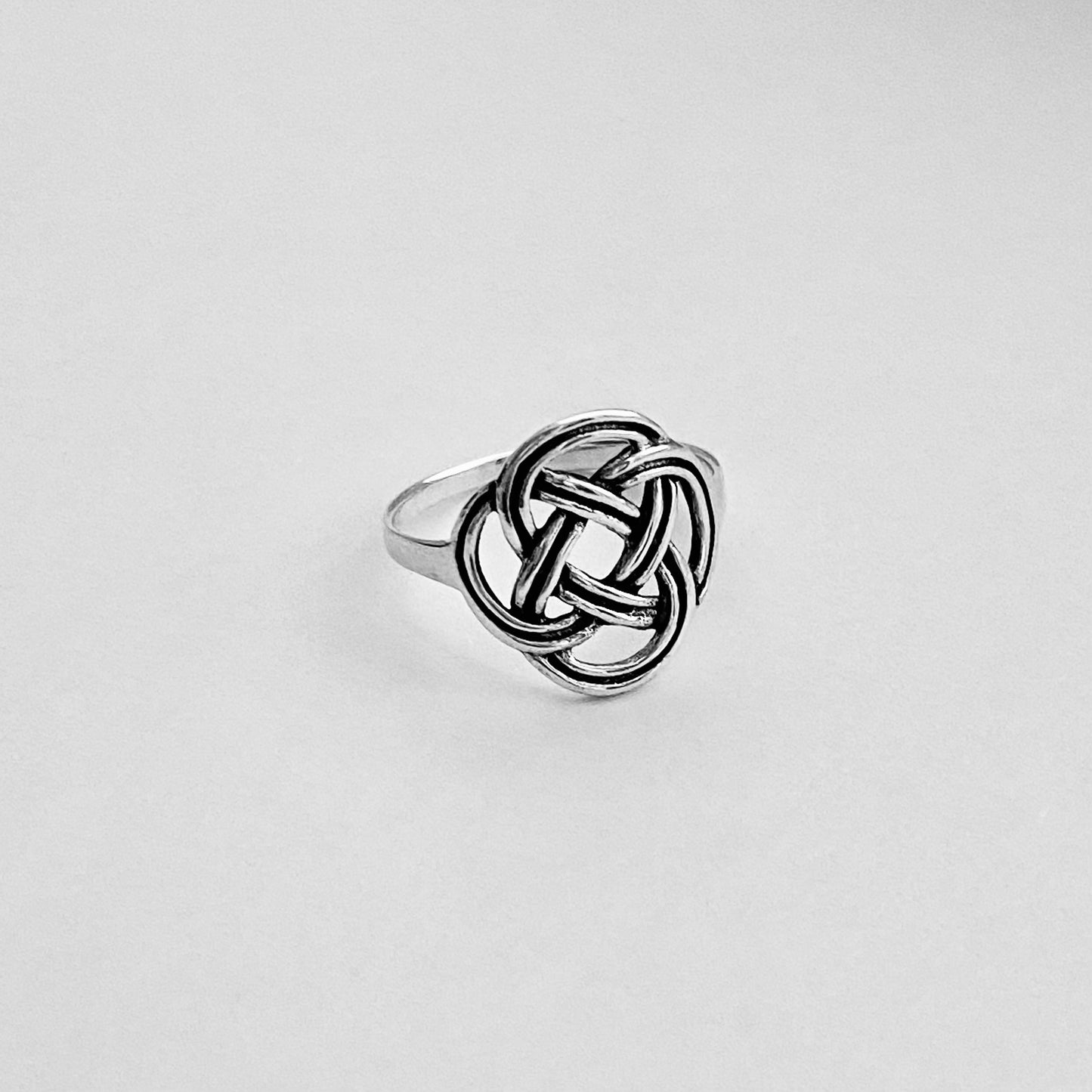 Sterling Silver Round Thin Celtic Knot Ring, Minimalist Celtic Silver Rings