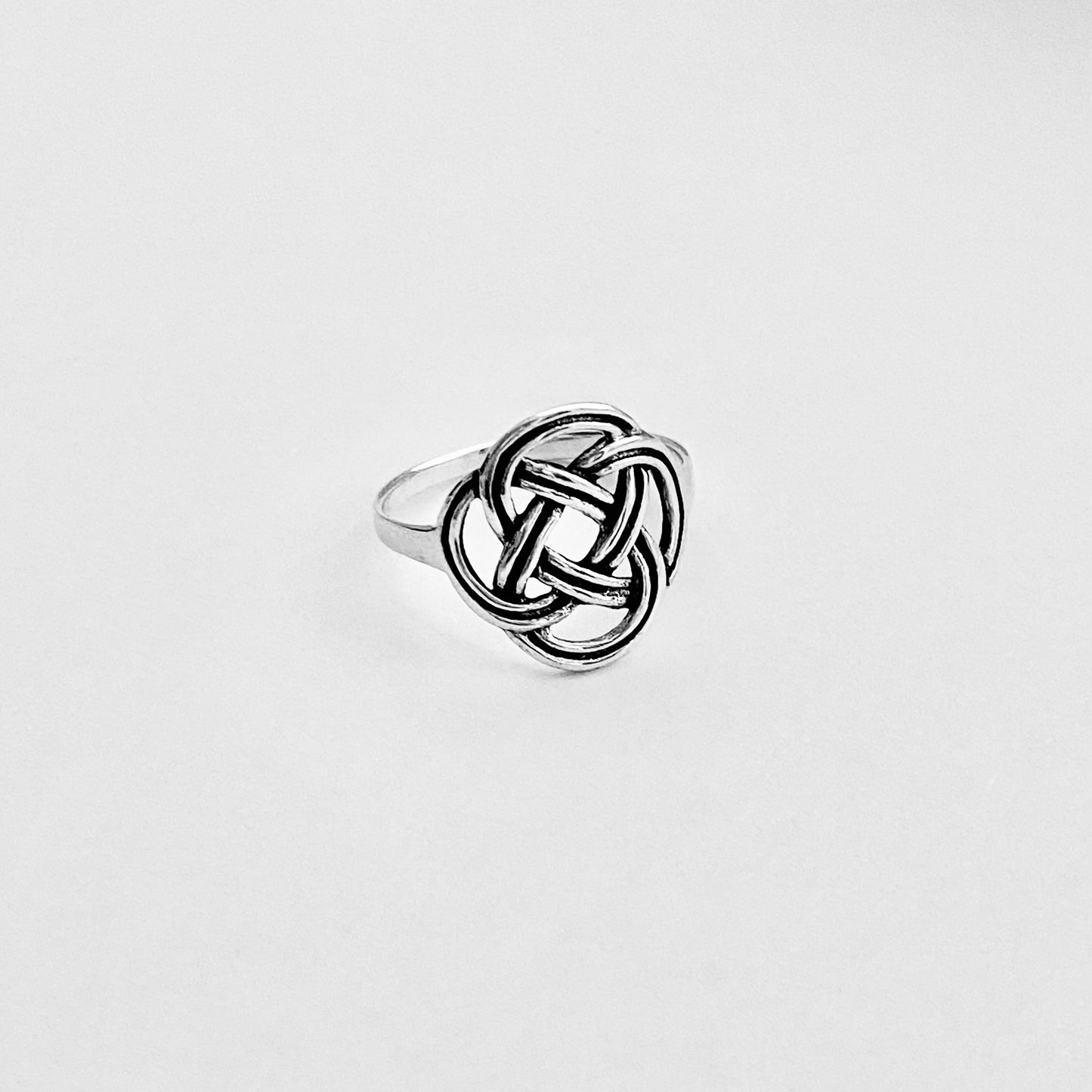 Sterling Silver Round Thin Celtic Knot Ring, Minimalist Rings, Weave Jewelry