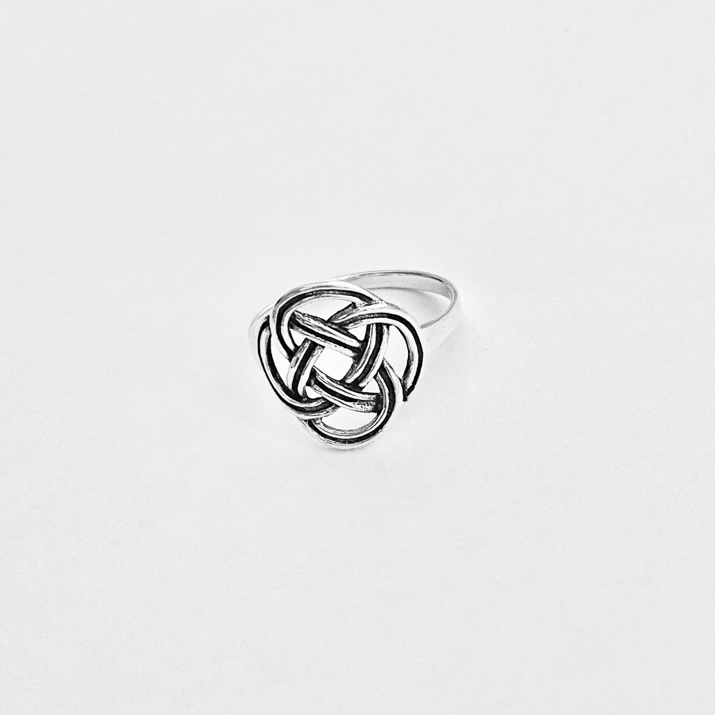 Sterling Silver Round Thin Celtic Knot Ring, Minimalist Rings, Weave Jewelry