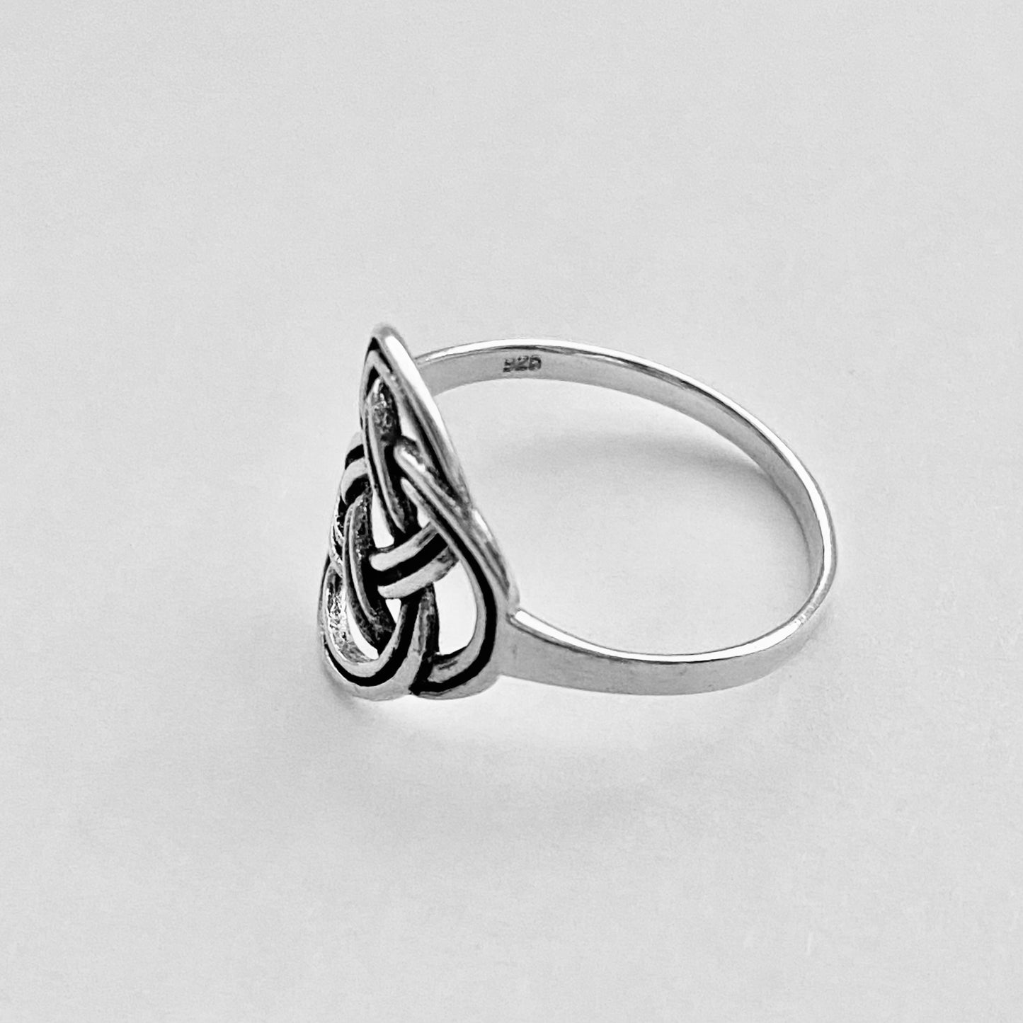 Sterling Silver Round Thin Celtic Knot Ring, Minimalist Celtic Silver Rings