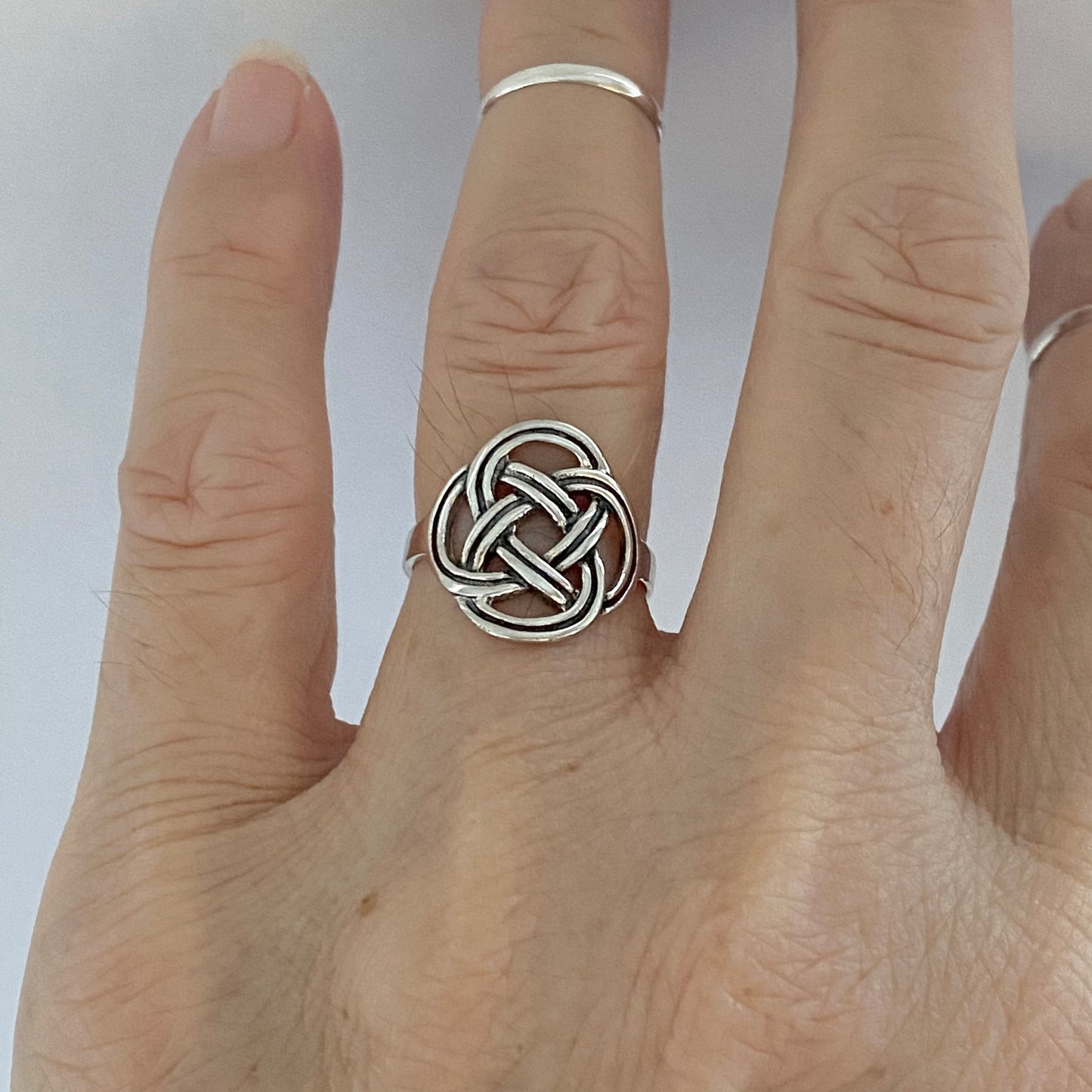 Sterling Silver Round Thin Celtic Knot Ring, Minimalist Celtic Silver Rings