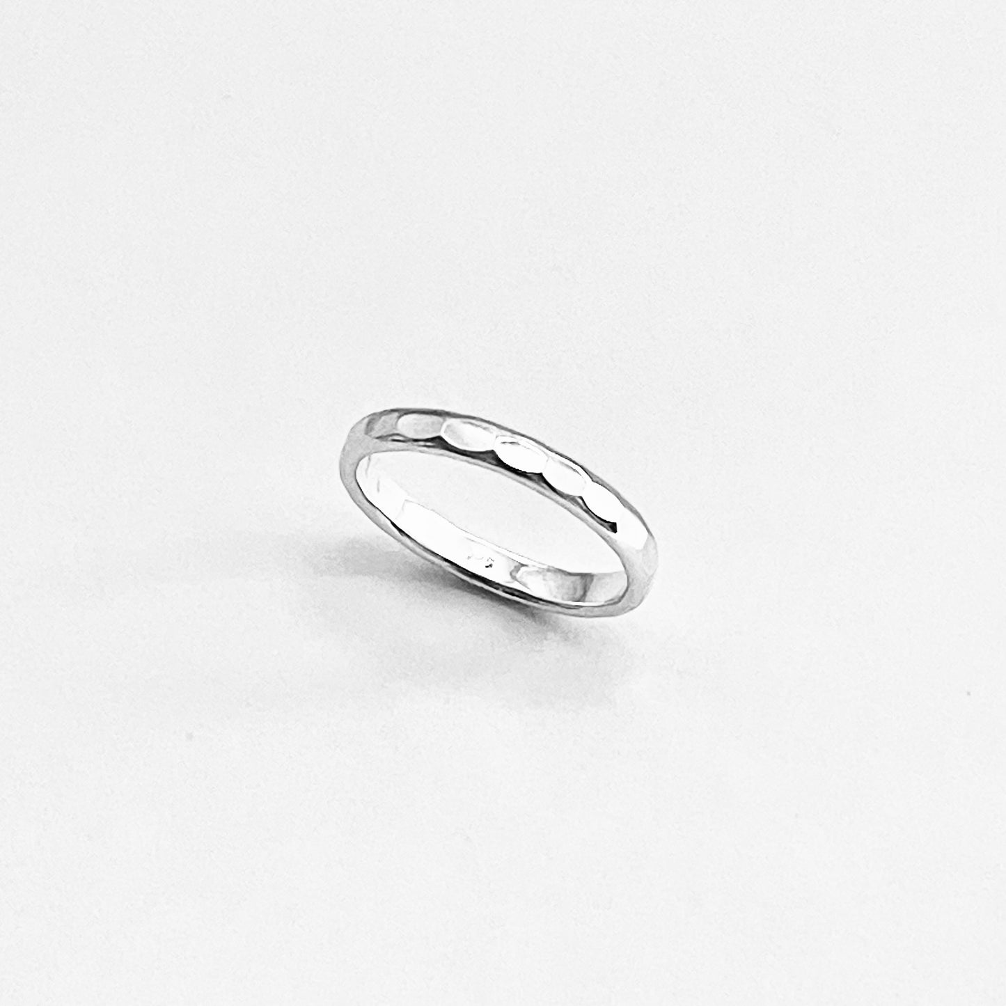 Sterling Silver 2mm Hammered Band Ring – Dainty Stackable Pinky Silver Bands