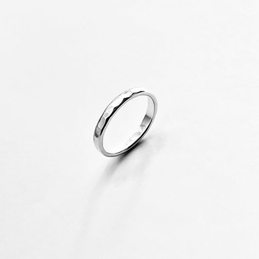925 Sterling Silver 2mm Hammered Band Ring | Dainty Stackable Pinky Bands