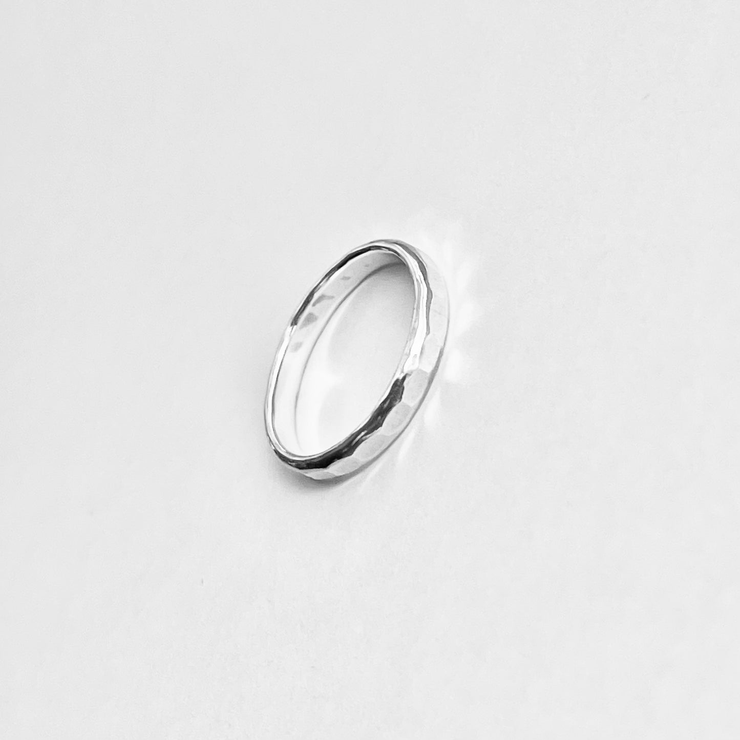 Sterling Silver 2mm Hammered Band Ring – Dainty Stackable Pinky Silver Bands