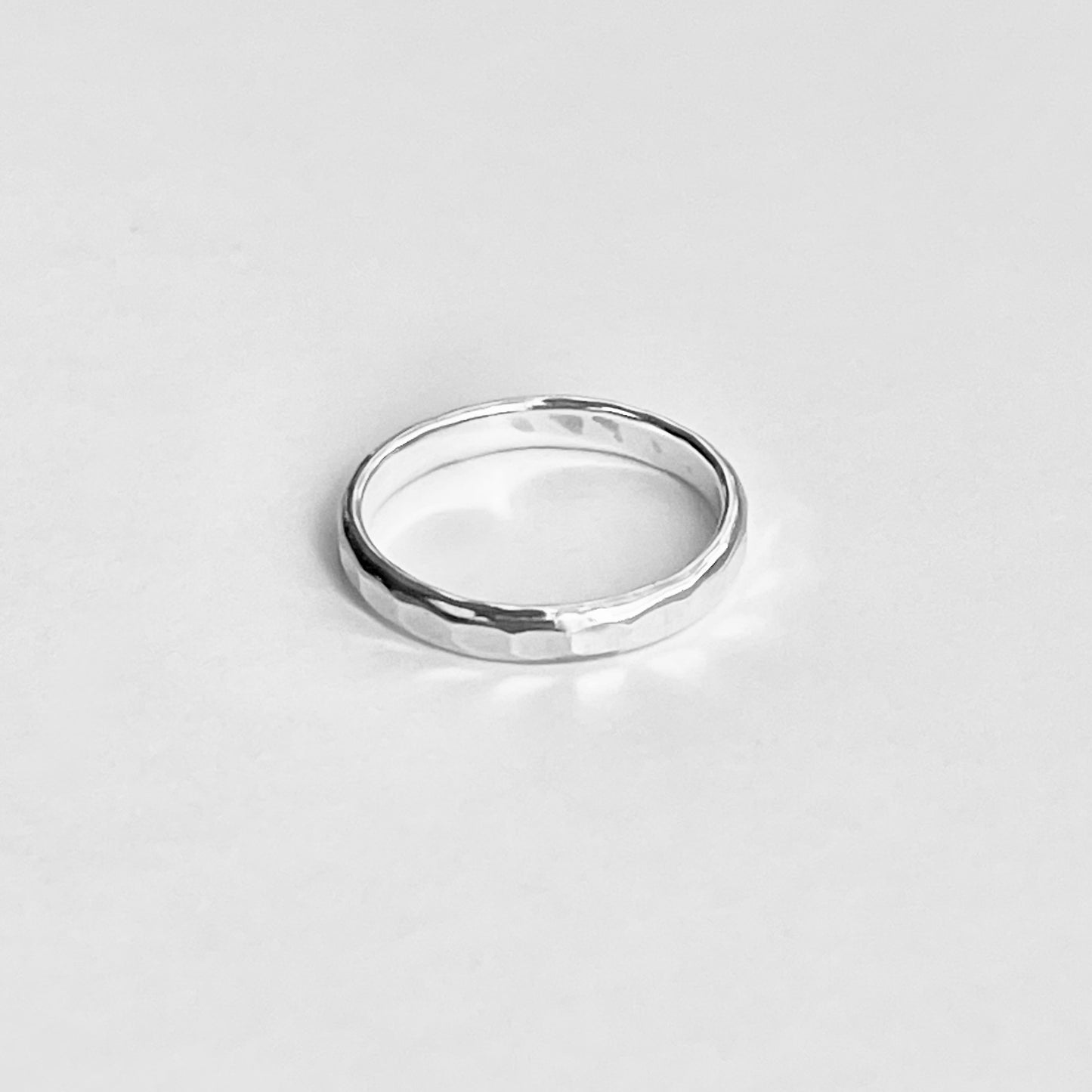 Sterling Silver 2mm Hammered Band Ring – Dainty Stackable Pinky Silver Bands