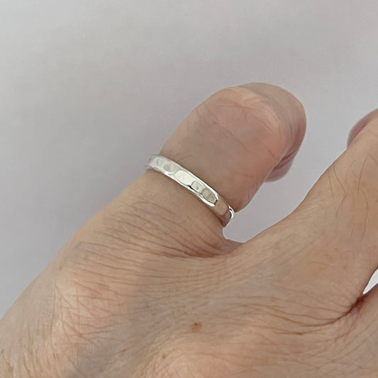 Sterling Silver Hammer Band Ring, Pinky Ring, Stackable Rings, Silver Bands