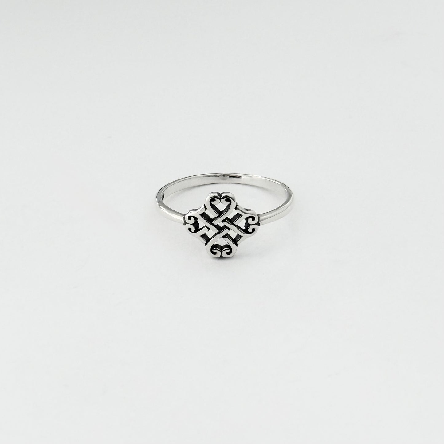 925 Sterling Silver Small Quadruple Celtic Heart Ring | Trinity Love Knots Silver Rings