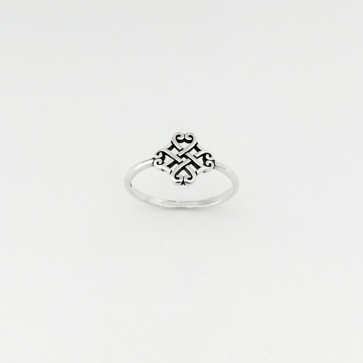 925 Sterling Silver Small Quadruple Celtic Heart Ring | Trinity Love Knots Silver Rings