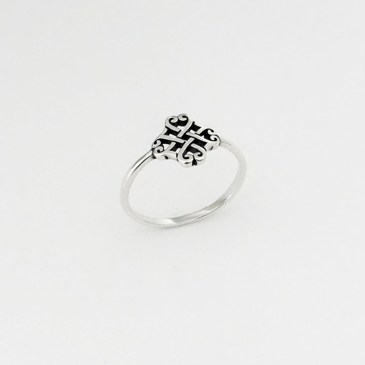 925 Sterling Silver Small Quadruple Celtic Heart Ring | Trinity Love Knots Silver Rings