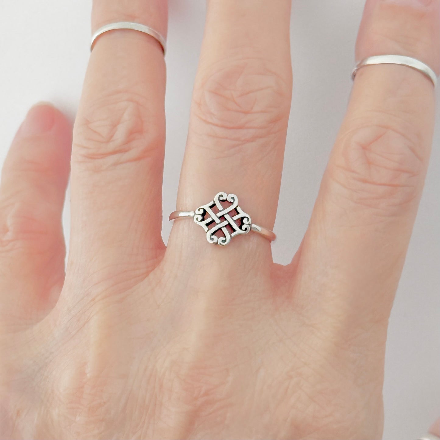 925 Sterling Silver Small Quadruple Celtic Heart Ring | Trinity Love Knots Silver Rings