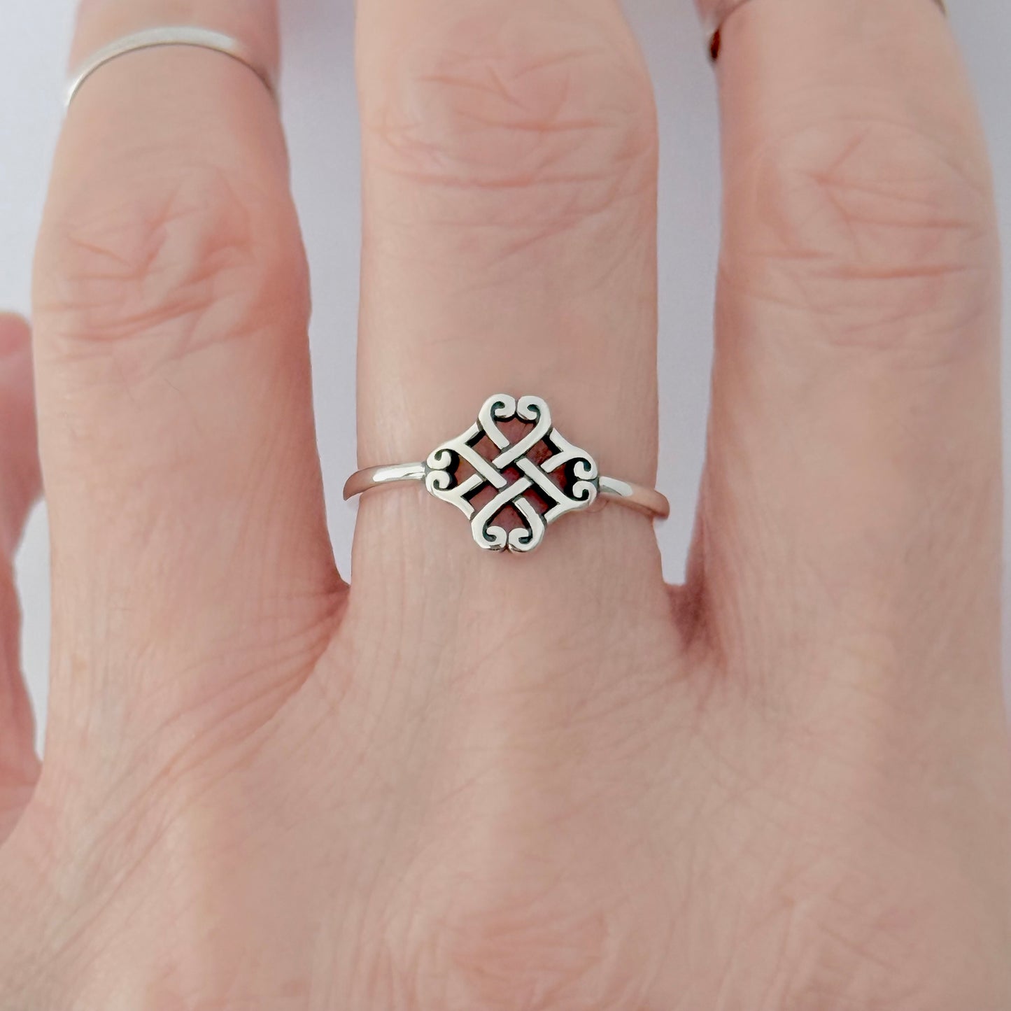 925 Sterling Silver Small Quadruple Celtic Heart Ring | Trinity Love Knots Silver Rings