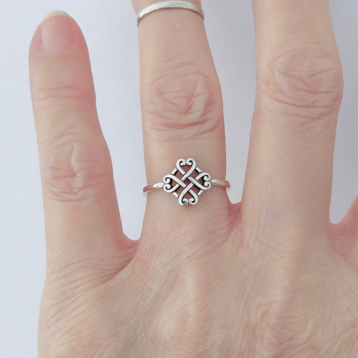 925 Sterling Silver Small Quadruple Celtic Heart Ring | Trinity Love Knots Silver Rings