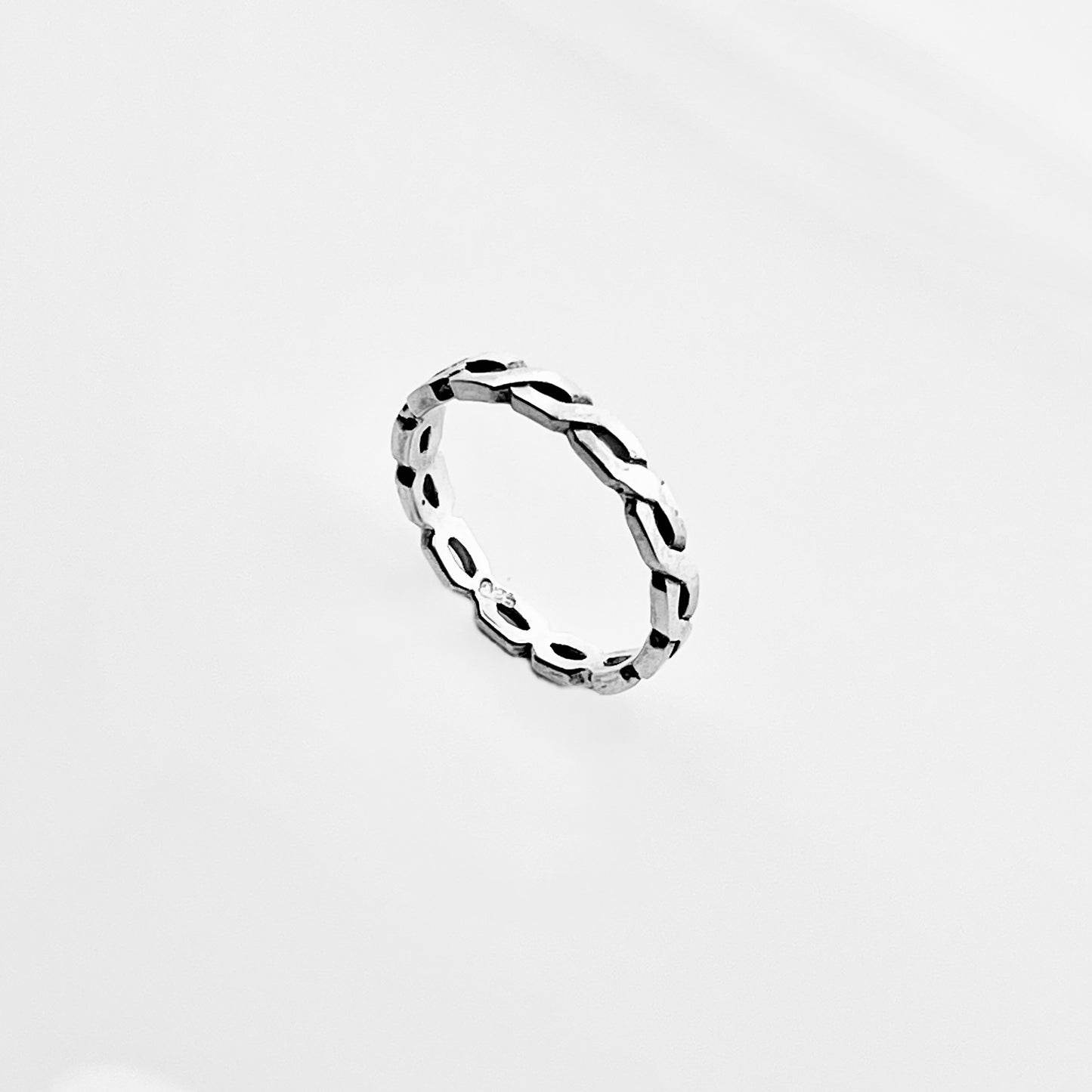Sterling Silver Square Eternity Infinity Ring, Love Bands, Link Chain Jewelry