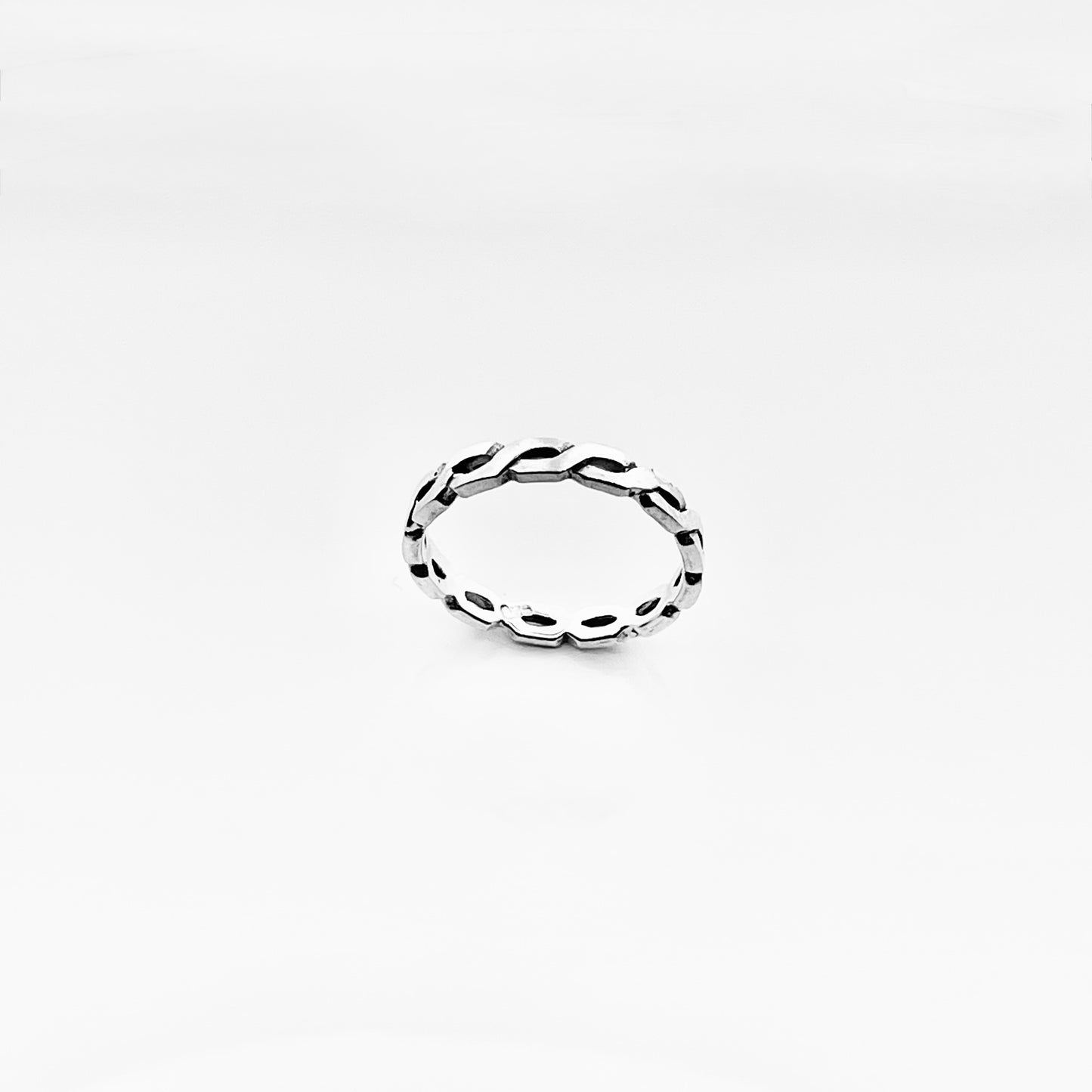 Sterling Silver Square Eternity Infinity Ring, Love Bands, Link Chain Jewelry