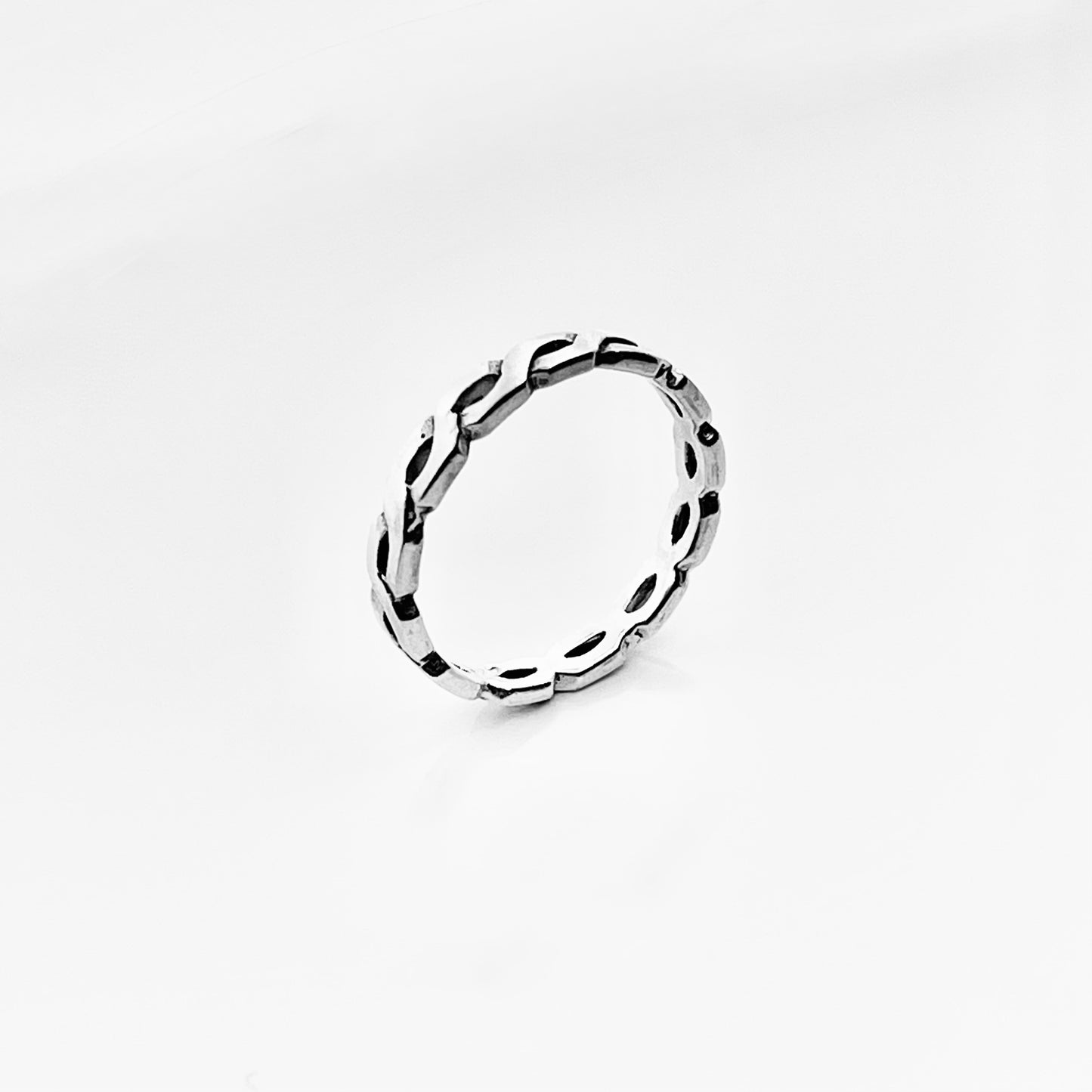 Sterling Silver Square Eternity Infinity Ring, Love Bands, Link Chain Jewelry