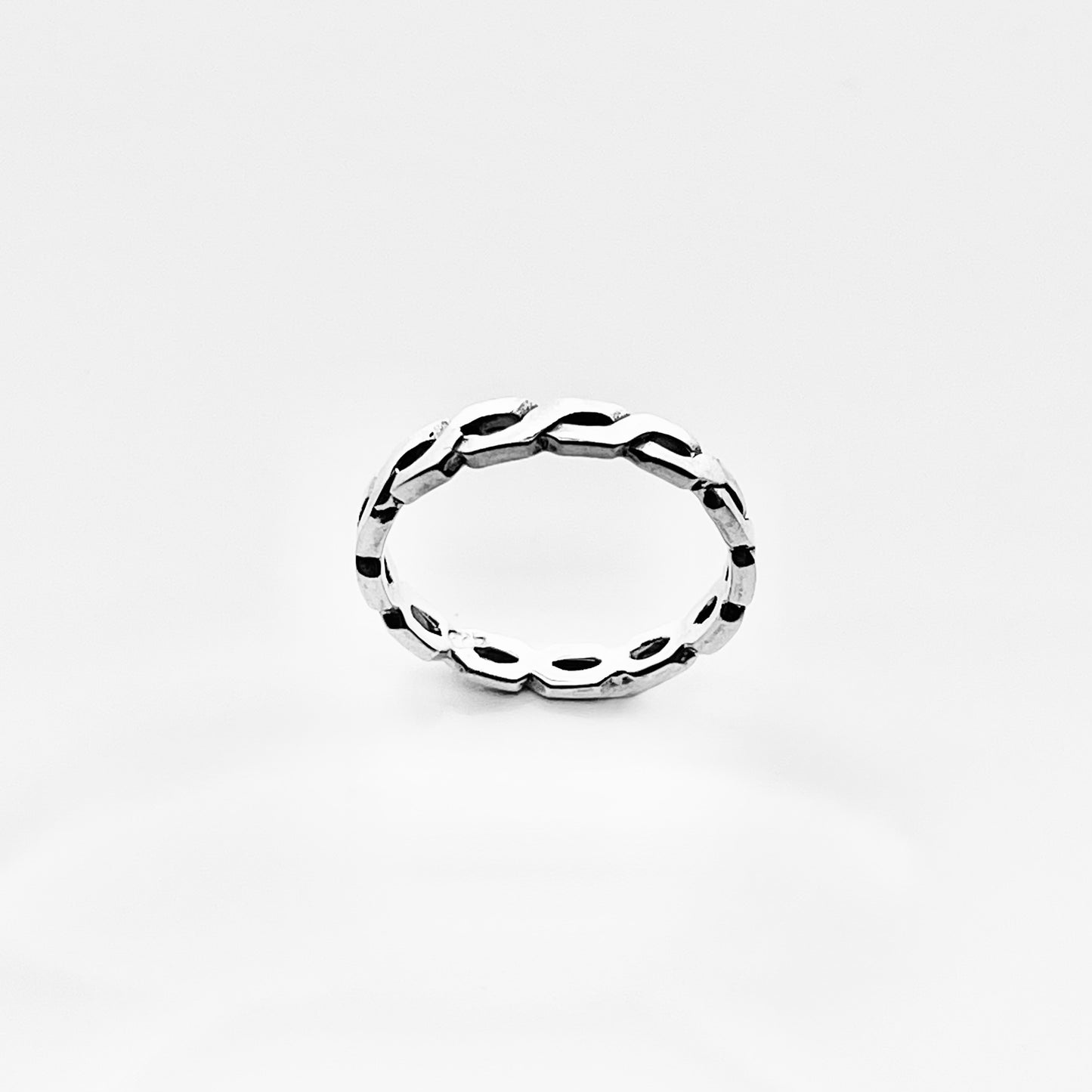 Sterling Silver Square Eternity Infinity Ring, Love Bands, Link Chain Jewelry
