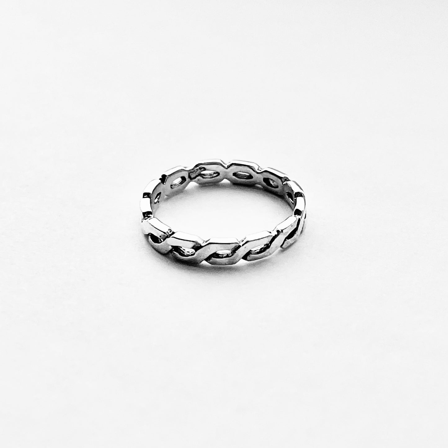 Sterling Silver Square Eternity Infinity Ring, Love Bands, Link Chain Jewelry