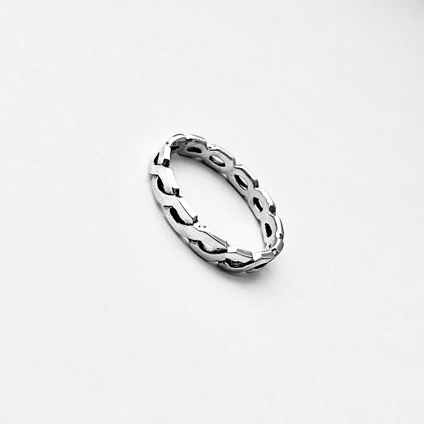 Sterling Silver Square Eternity Infinity Ring, Love Bands, Link Chain Jewelry