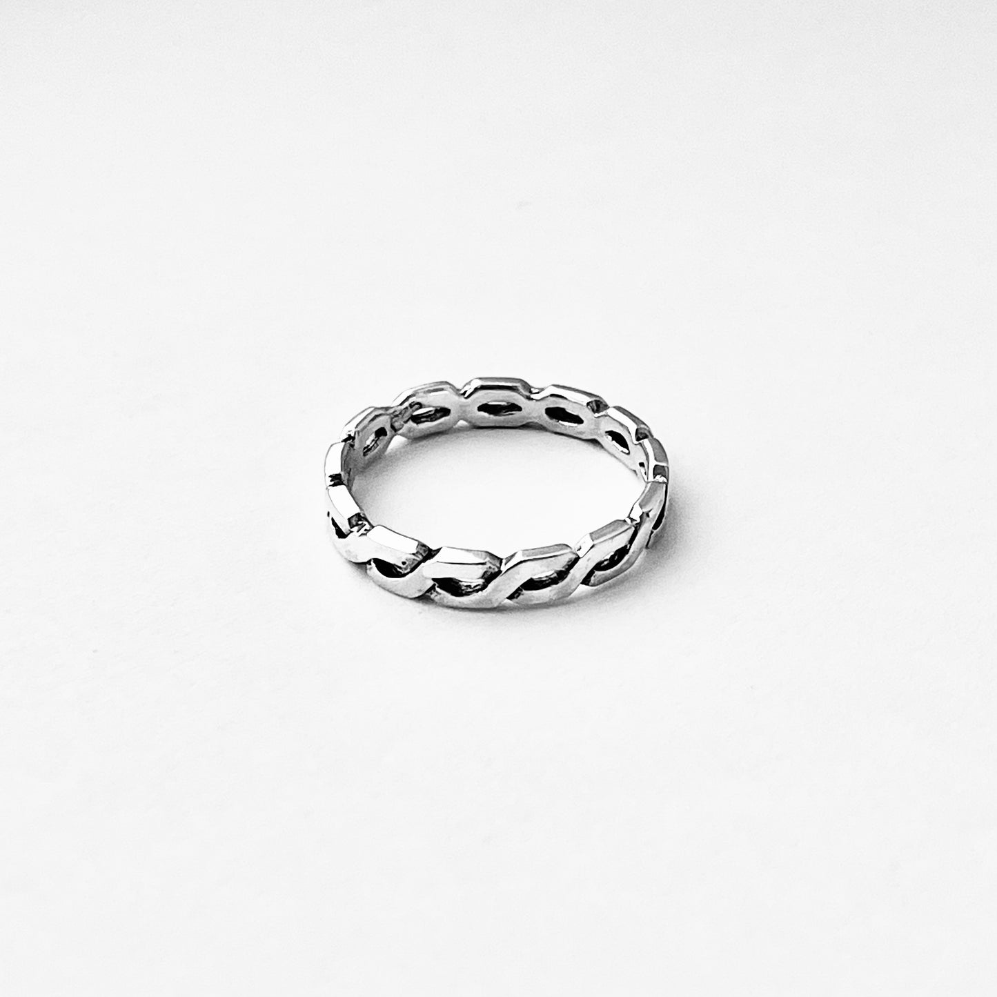 Sterling Silver Square Eternity Infinity Ring, Love Bands, Link Chain Jewelry